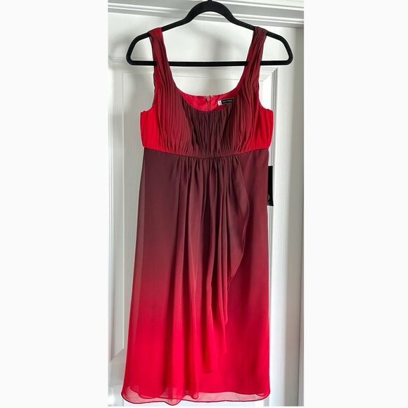 Vintage JS Boutique Cocktail Party Dress RedBurgundy Ombre - Picture 2 of 11